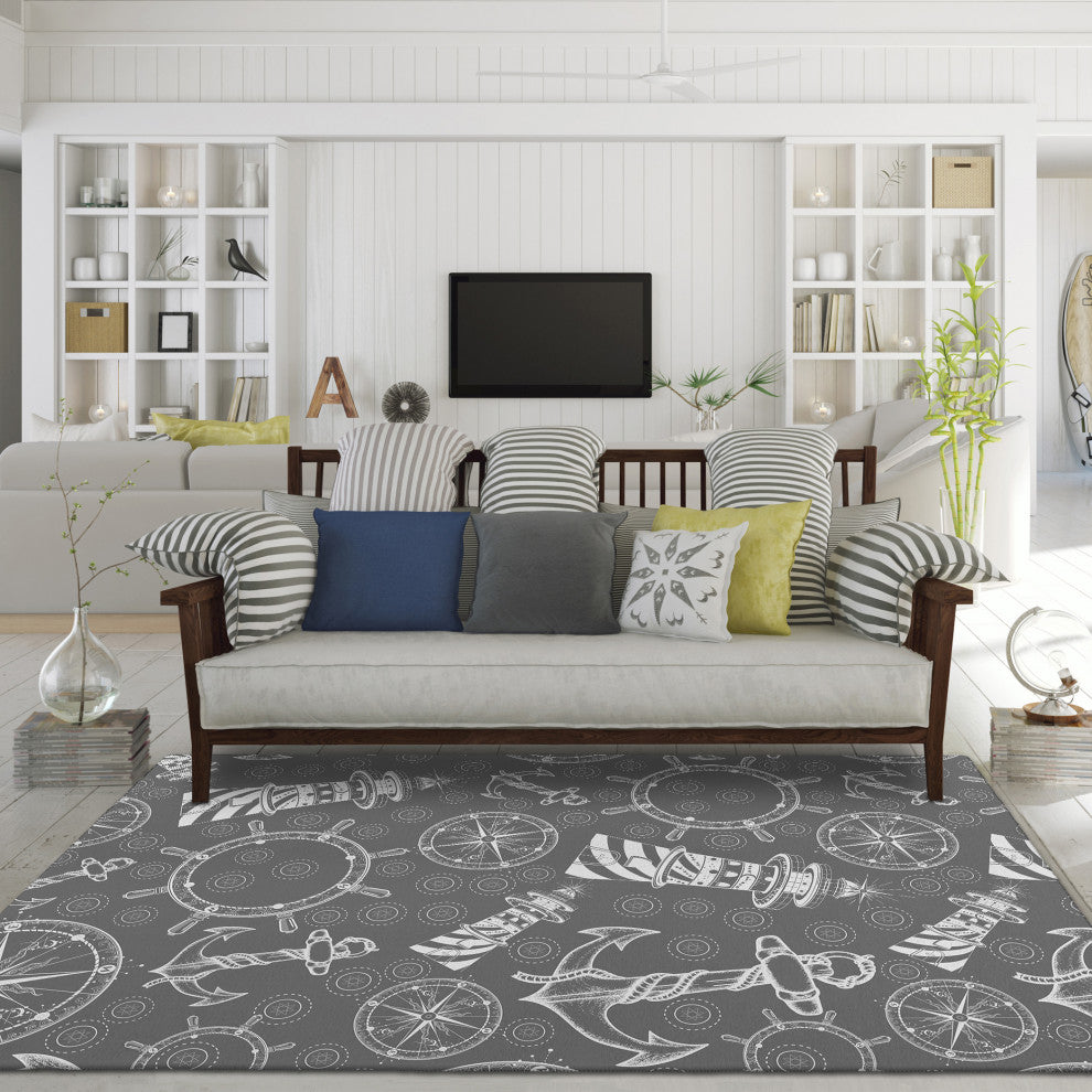 Indoor/Outdoor Harbor HA9 Grey Machine Washable 3' x 5' Rug
