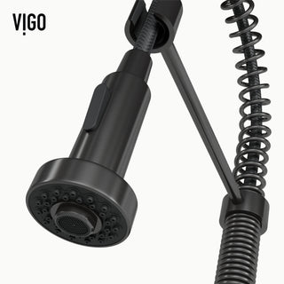 VIGO Edison 19" H Single Handle Pull-Down Sprayer Kitchen Faucet, Graphite Black, No Sensor, Without Extras
