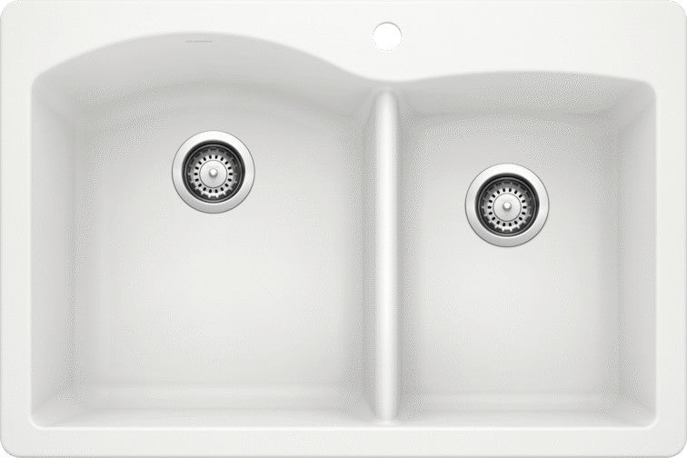 Blanco Diamond 33" Dual Mount Double Basin SILGRANIT Kitchen Sink 440216