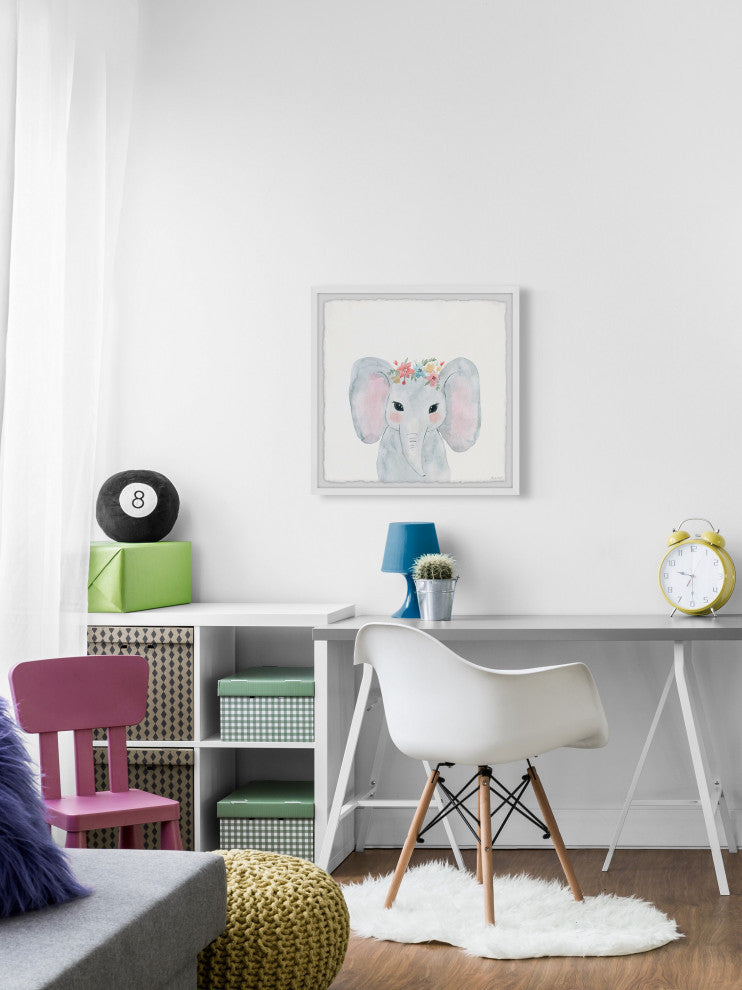 "Pink Ears" Framed Painting Print, 12x12