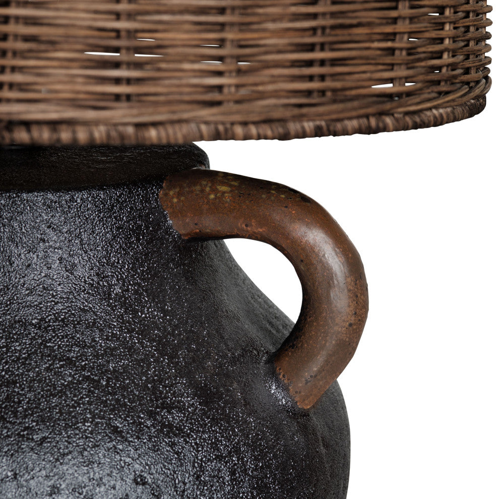 Remington 23" Ceramic Table Lamp With Rattan Shade