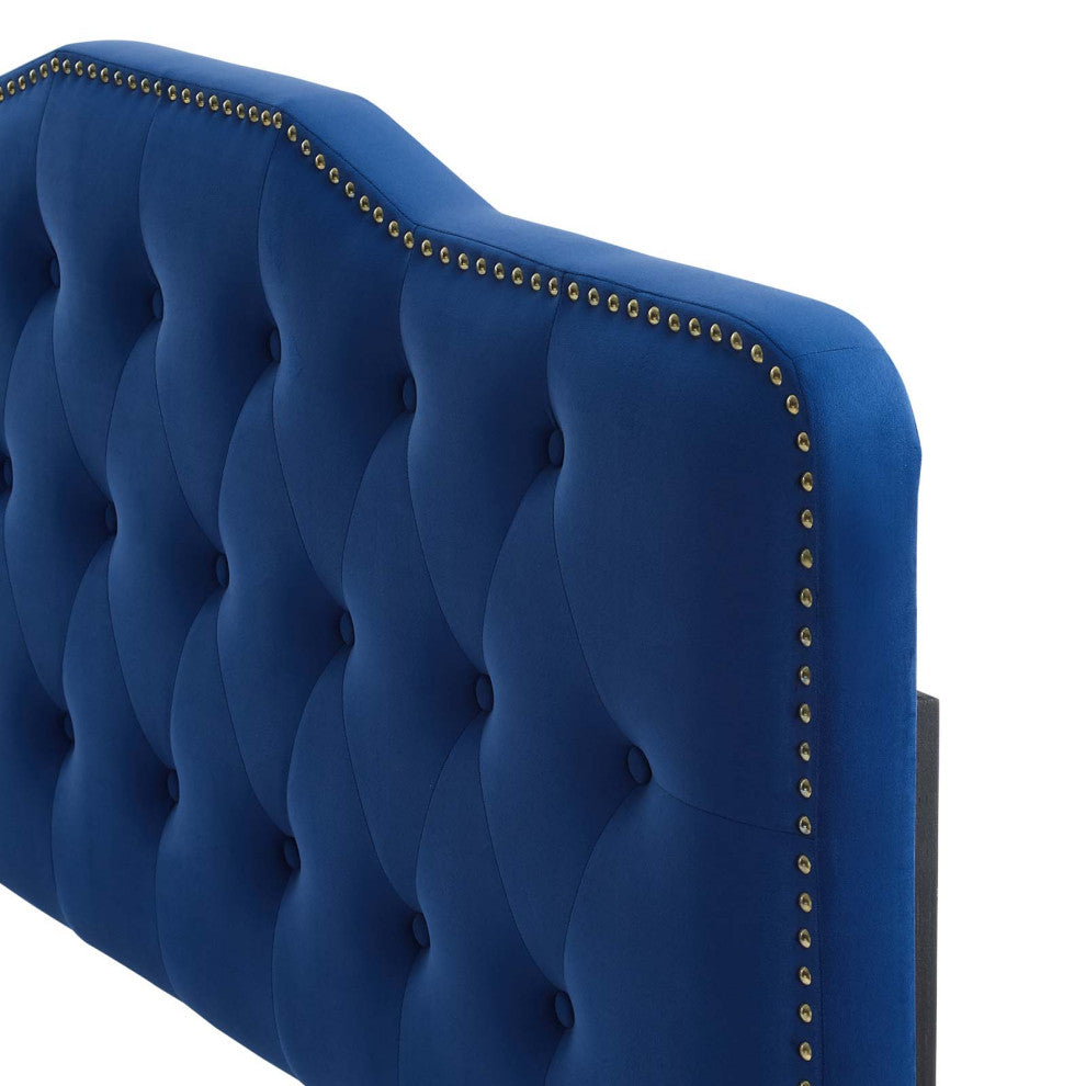 Tufted Headboard, King Size, Velvet, Blue Navy, Modern Contemporary, Bedroom