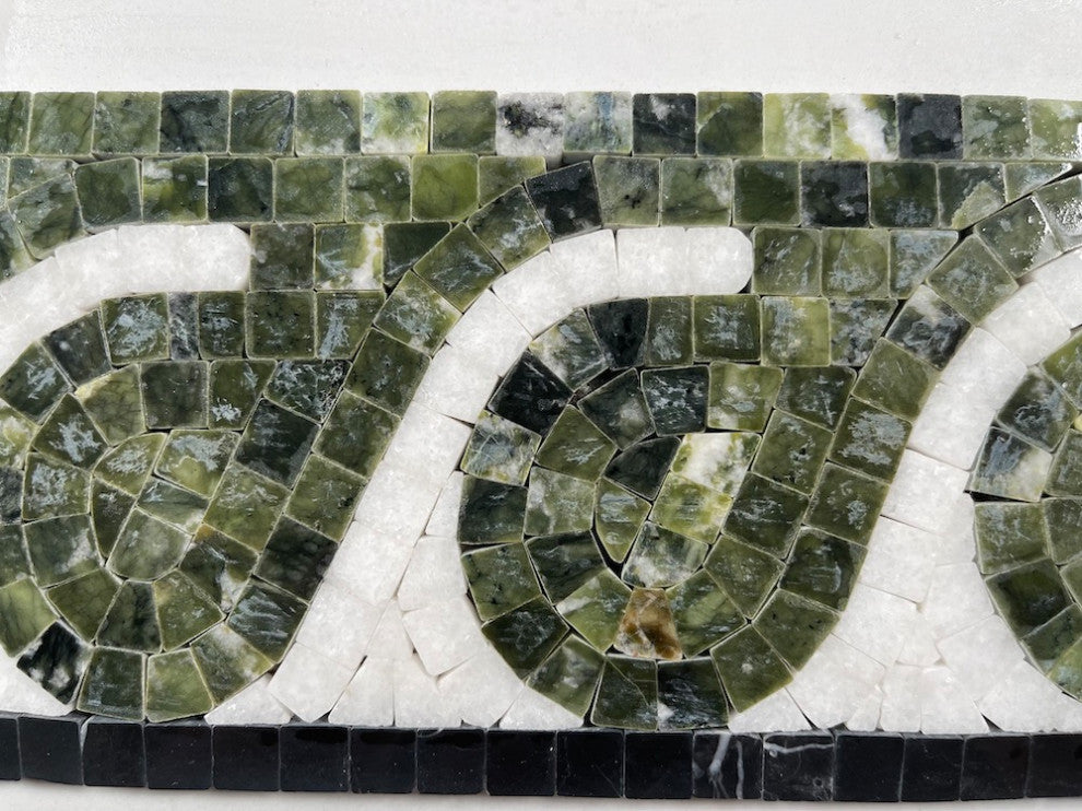 Marble Mosaic Border Accent Listello Tile Surf Green 4x12 Polished, 1 piece