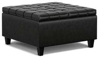 Harrison Small Square Coffee Table Storage Ottoman, Midnight Black
