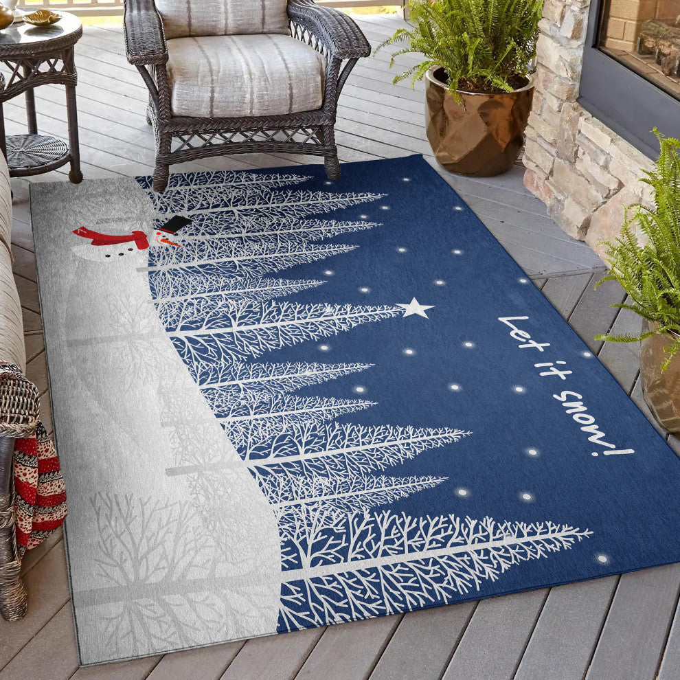 Indoor/Outdoor Wonderland WN12 Navy Machine Washable 3' x 5' Rug