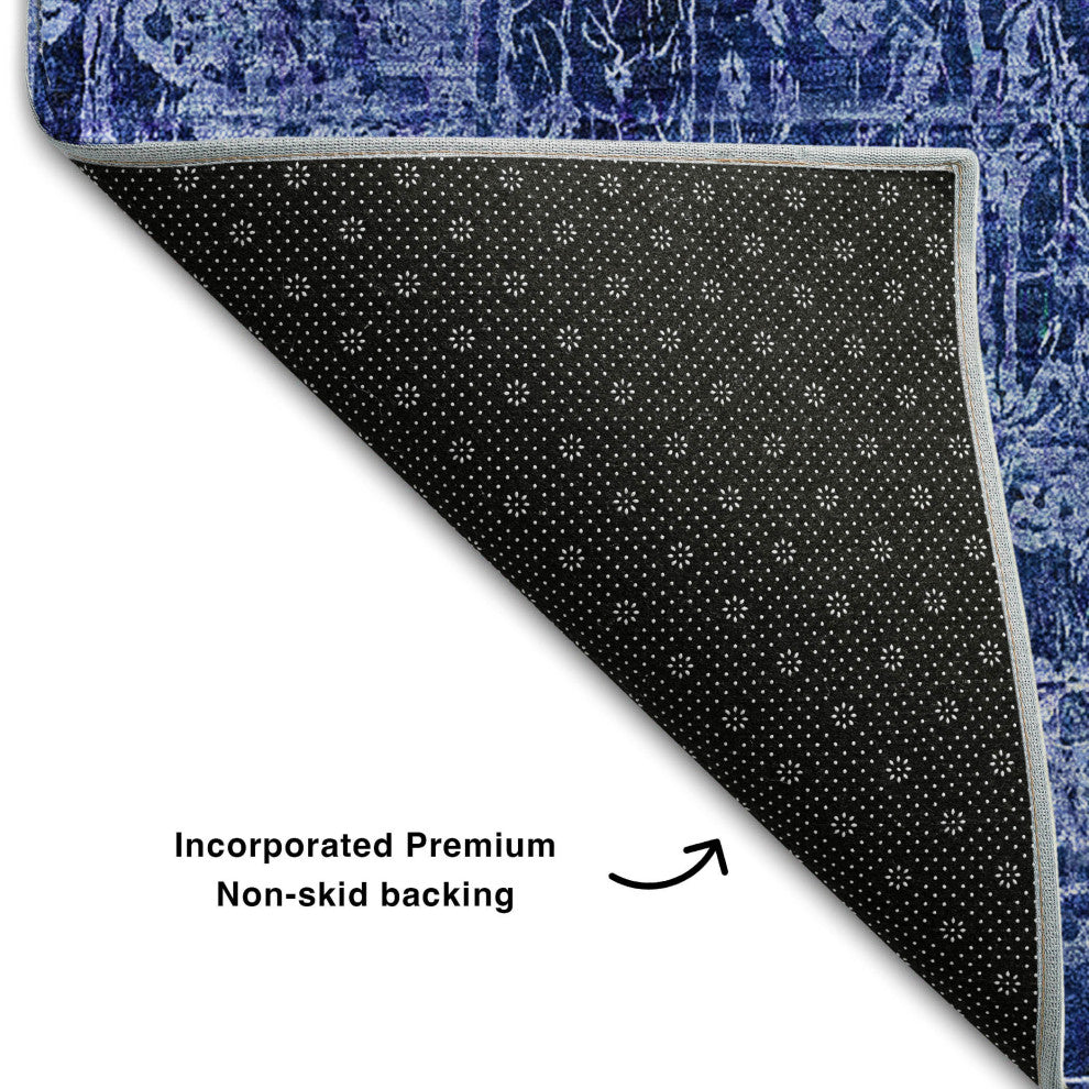 Premium Machine Washable Mayfield AMF559 Navy 9' x 12' Rug