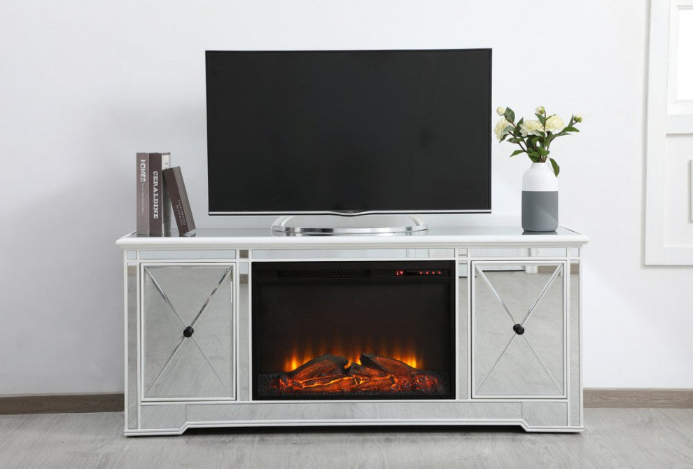 Elegant MF60160AW-F1 Modern 60" Mirrored Tv Stand