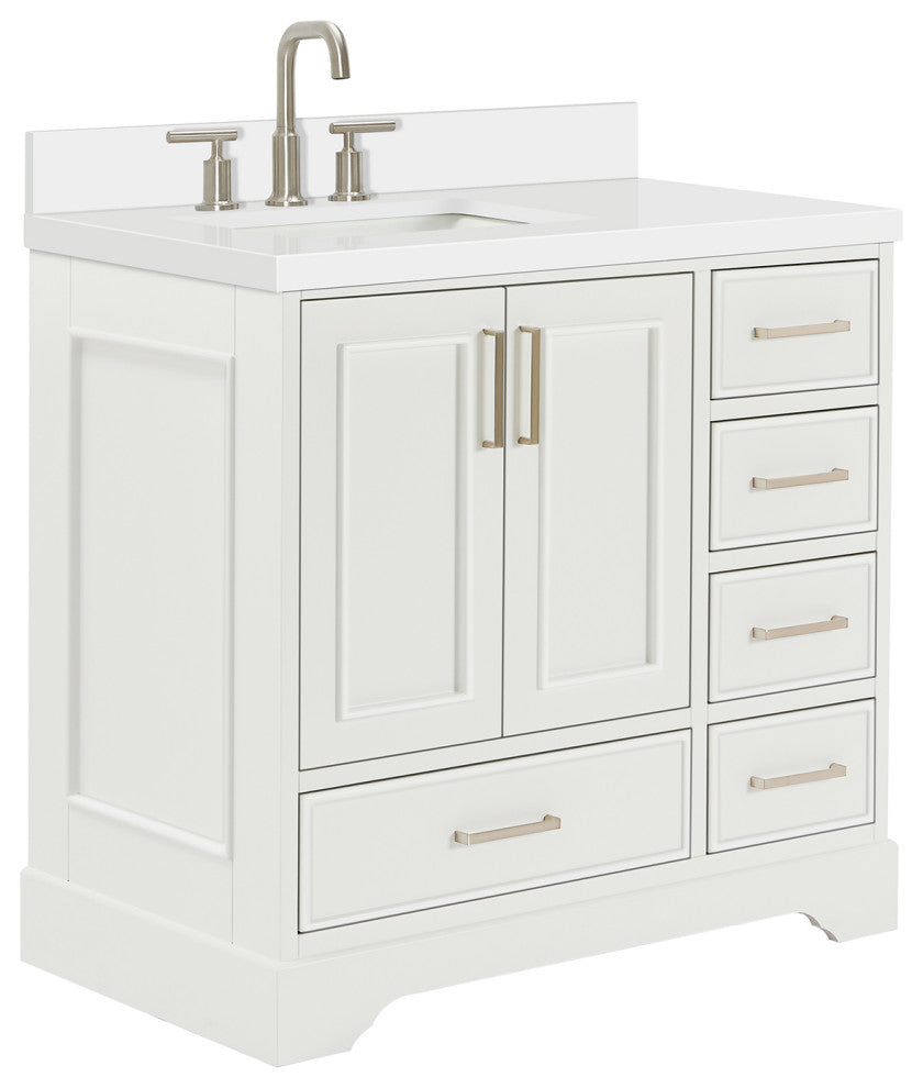 Ariel Stafford 37" Single Left Offset Rectangle Sink Bathroom Vanity