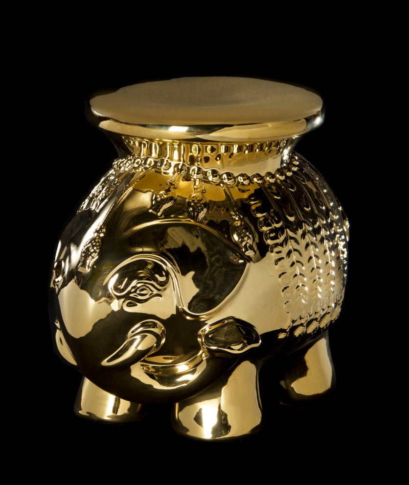 Safavieh Ceramic Elephant Stool, Gold