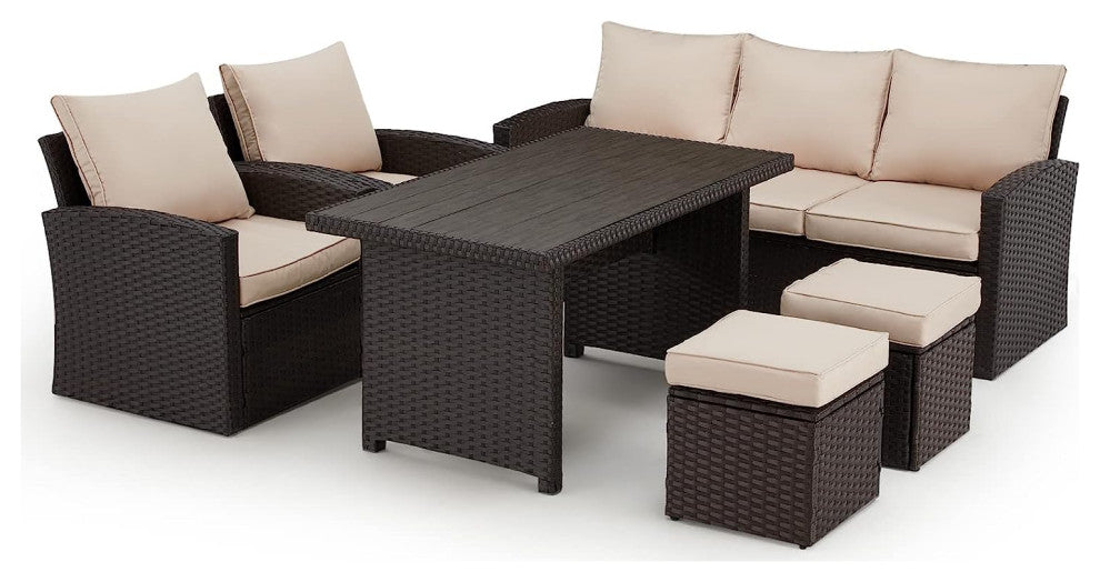 Vicluke Patio Furniture Sets Clearance, 7-Seater Patio Dining Sofa Set