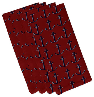 Polyester Decorative Napkin, Anchor, Blue, Set of 4