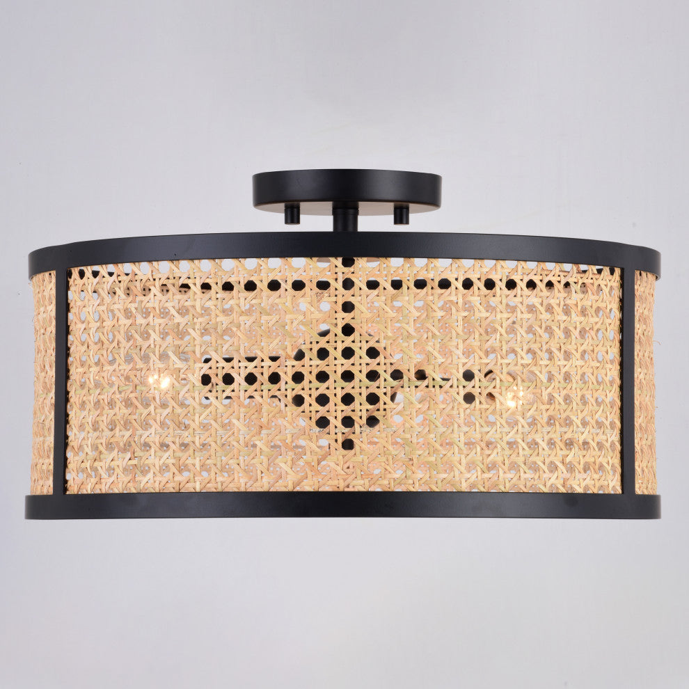 Berens 15.5" 3 Light Semi-Flush Mount Matte Black