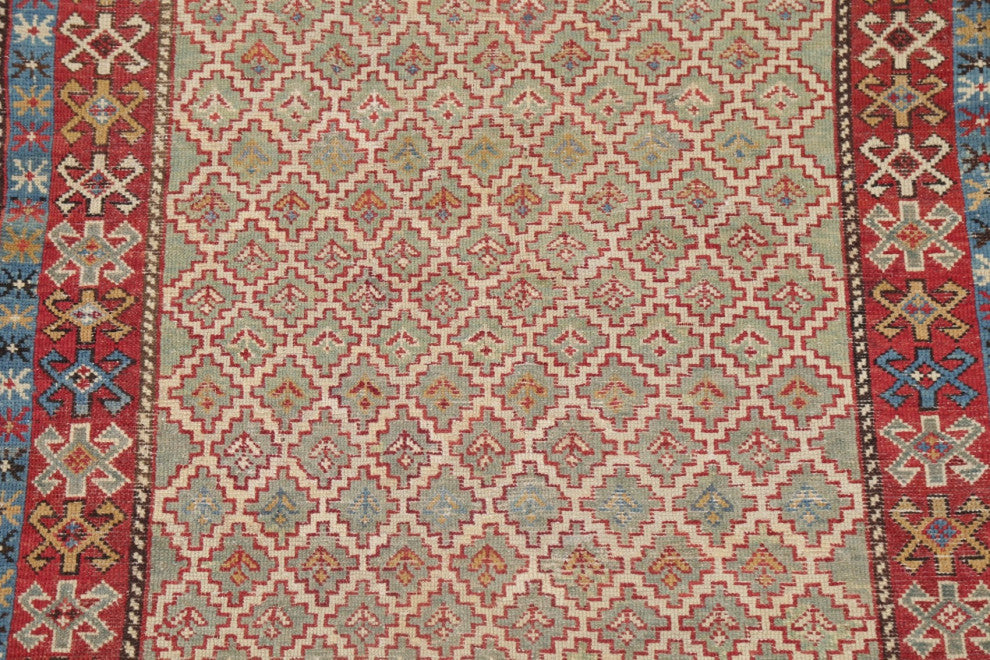 Consigned, Antique Handmade Southwestern Traditional Area Rug, Green, 3x5