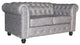 Averi Fabric Nail Head 61" Chesterfield Loveseat, Grey