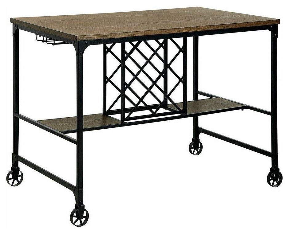 Silvia I Industrial Counter Table In Oak Finish