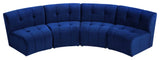 Limitless Velvet Upholstered 4-Piece Modular Sectional, Navy