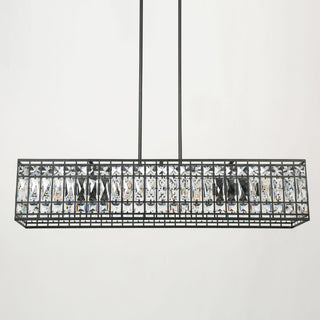 LNC Chispa 4-Light 35" Modern Rectangle Crystal Glass Pendant Lights for Dining