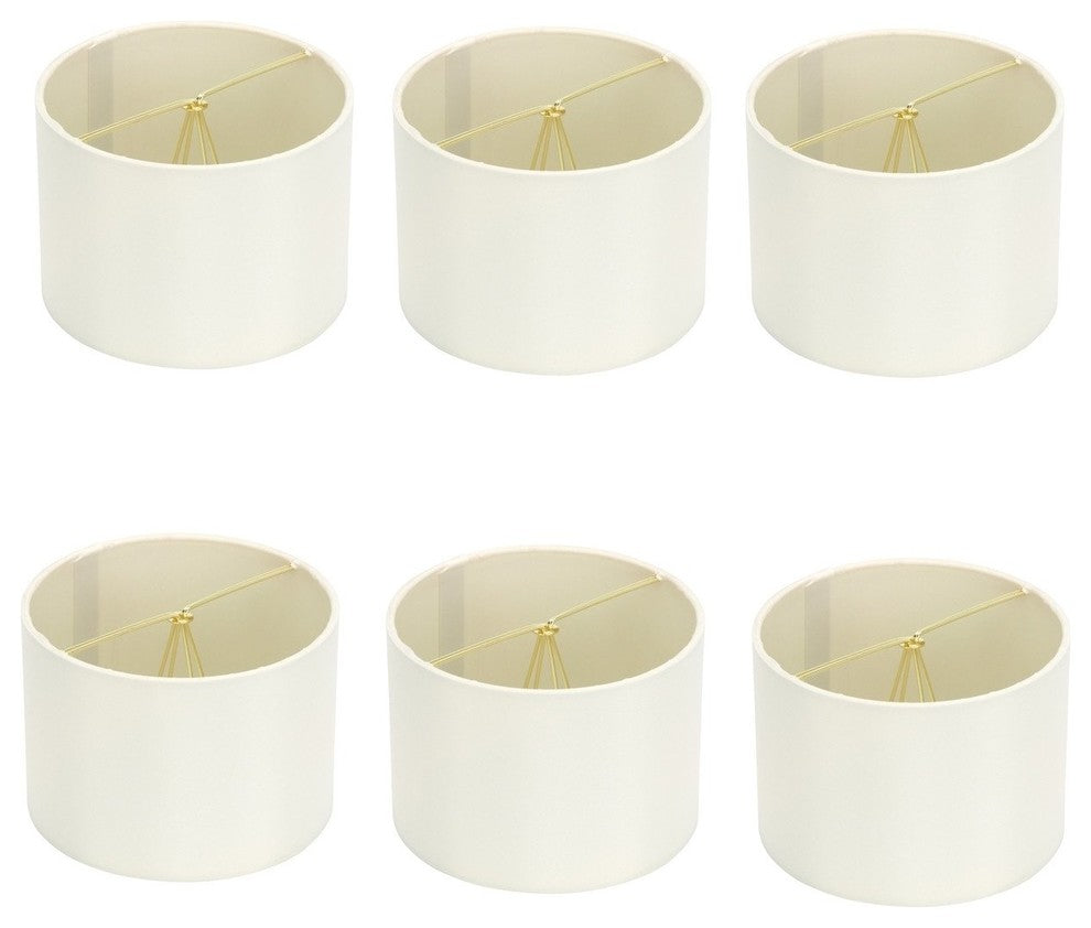 Eggshell Silk 6" Drum Chandelier Lamp Shades, Set of 6