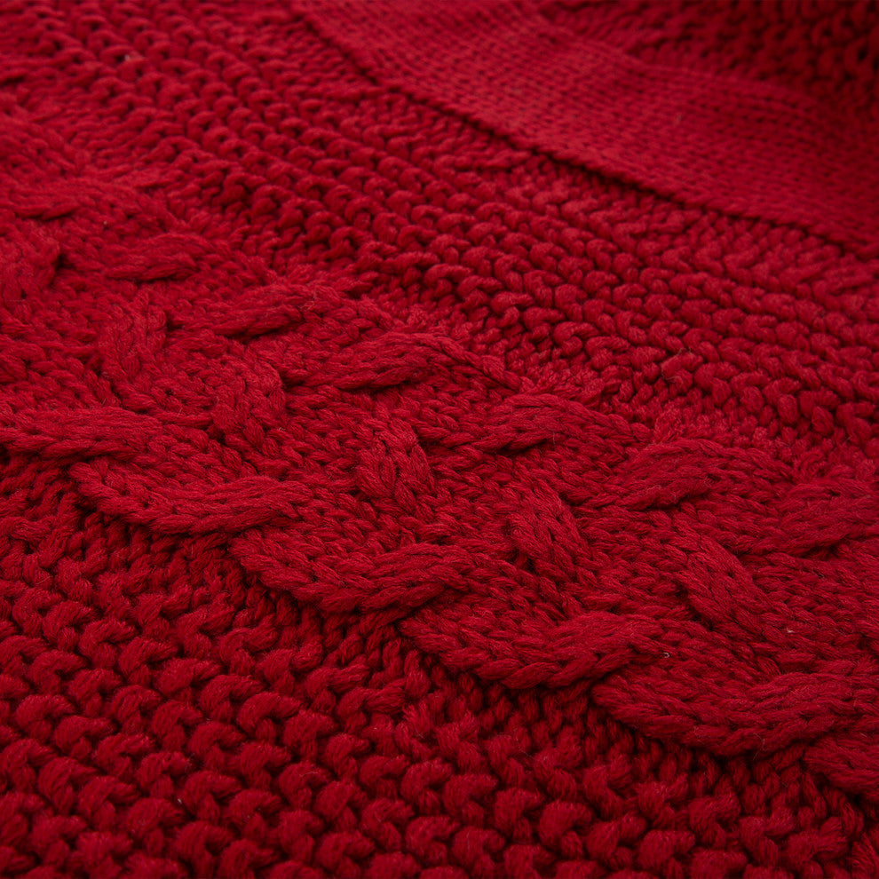 48" Knited Acrylic Christmas Tree Skirt-Red