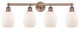 Eaton 4-Light 33" Bath Vanity Light, Antique Copper Finish, Matte White Shade
