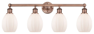 Eaton 4-Light 33" Bath Vanity Light, Antique Copper Finish, Matte White Shade
