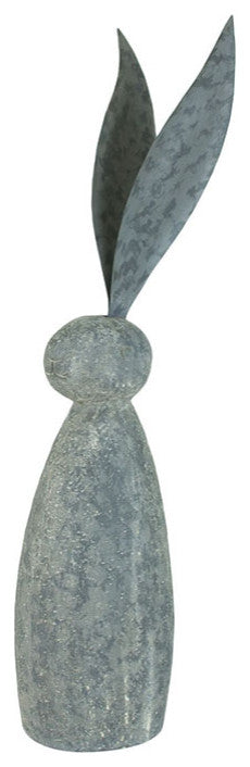 Rustic Tall 33" Faux Stone Rabbit Figure Metal Ears