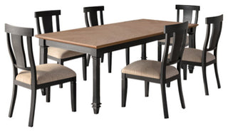 Traditional Wood Kitchen Extension Dining Table and 6-Chairs, Black