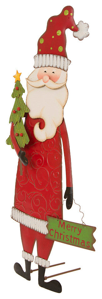 Iron Santa Yard Stake, Standing Decor Or Wall Decor