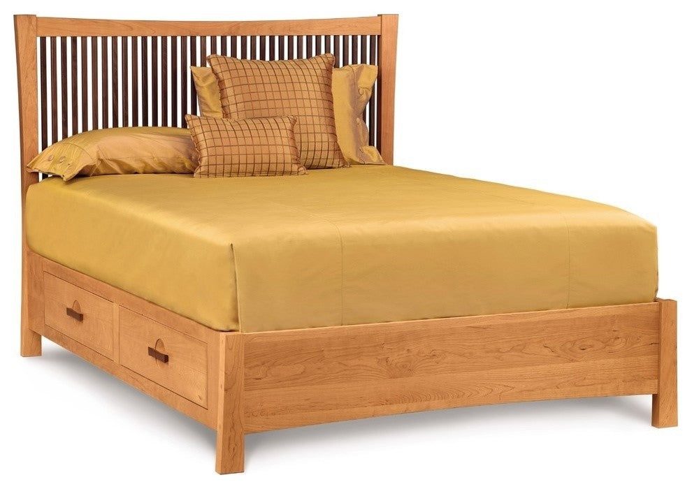 Copeland Berkeley Storage Bed With Walnut Spindles, Saddle Cherry, Queen