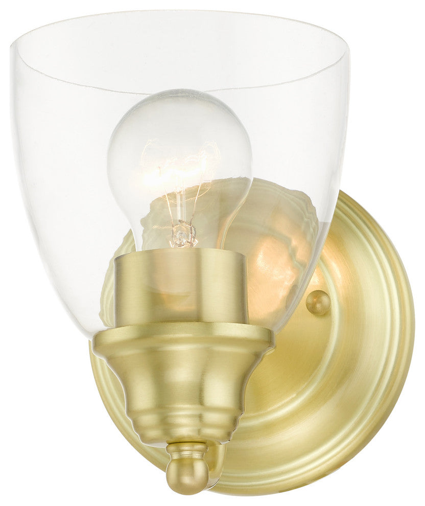 Satin Brass Transitional, Colonial, Vanity Sconce