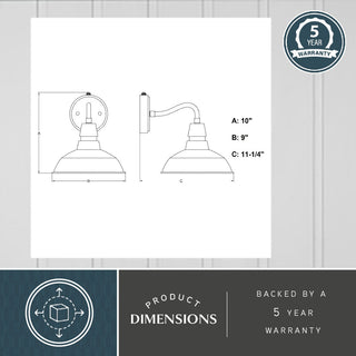 Buena Park 1-Light Dusk to Dawn Black Dome Barn Wall Lantern