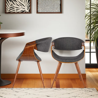 Butterfly Mid-Century Dining Chair, Walnut, Charcoal