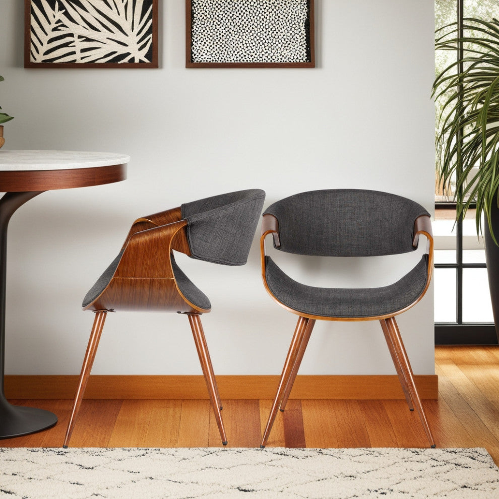 Butterfly Mid-Century Dining Chair, Walnut, Charcoal