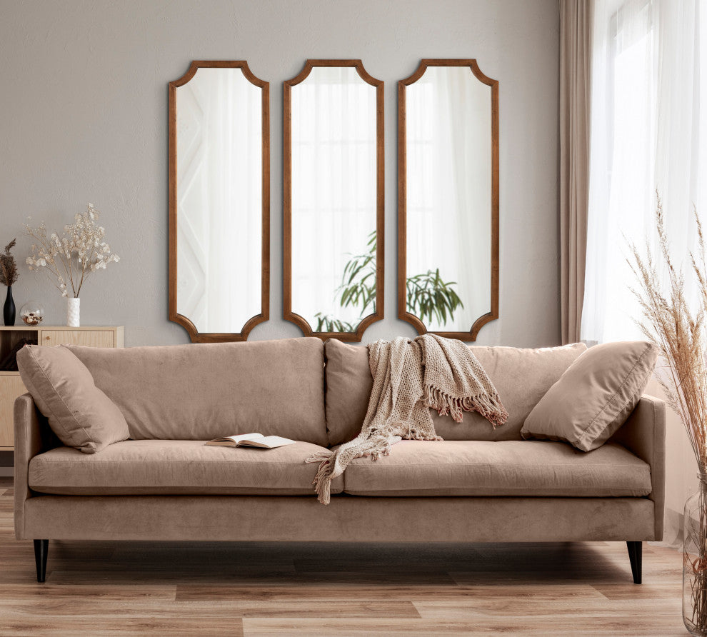 Hogan Framed Scallop Wall Mirror, Rustic Brown 16x48