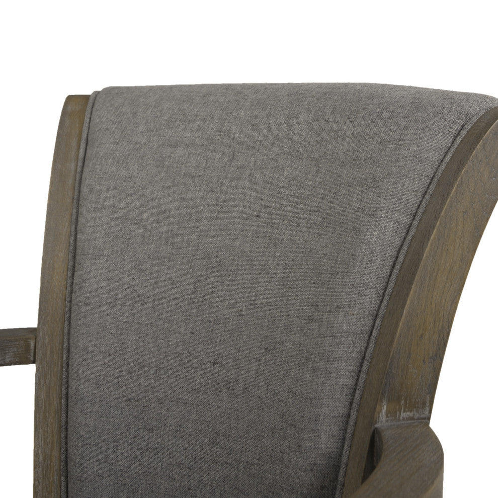 Williams Swivel Bar and Counter Stool With Armrests, Heathered Grey Linen, Bar Height