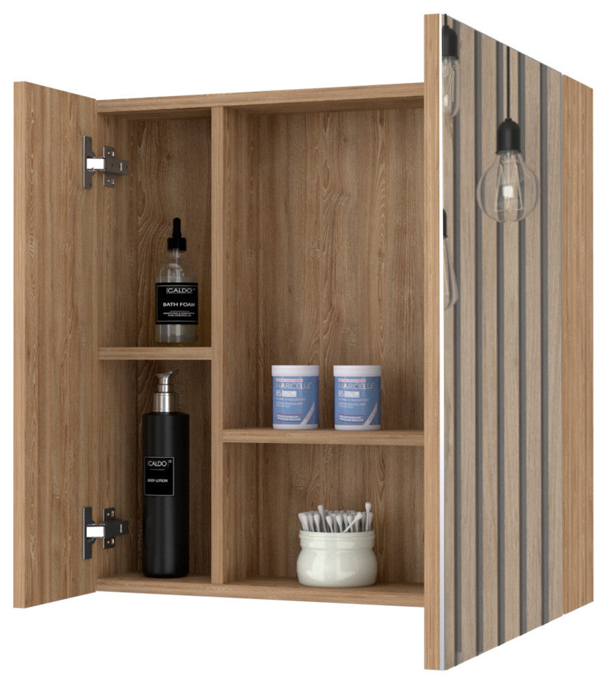 Kenya Medicine Cabinet with Mirror and 4 Interior Shelves, Pine