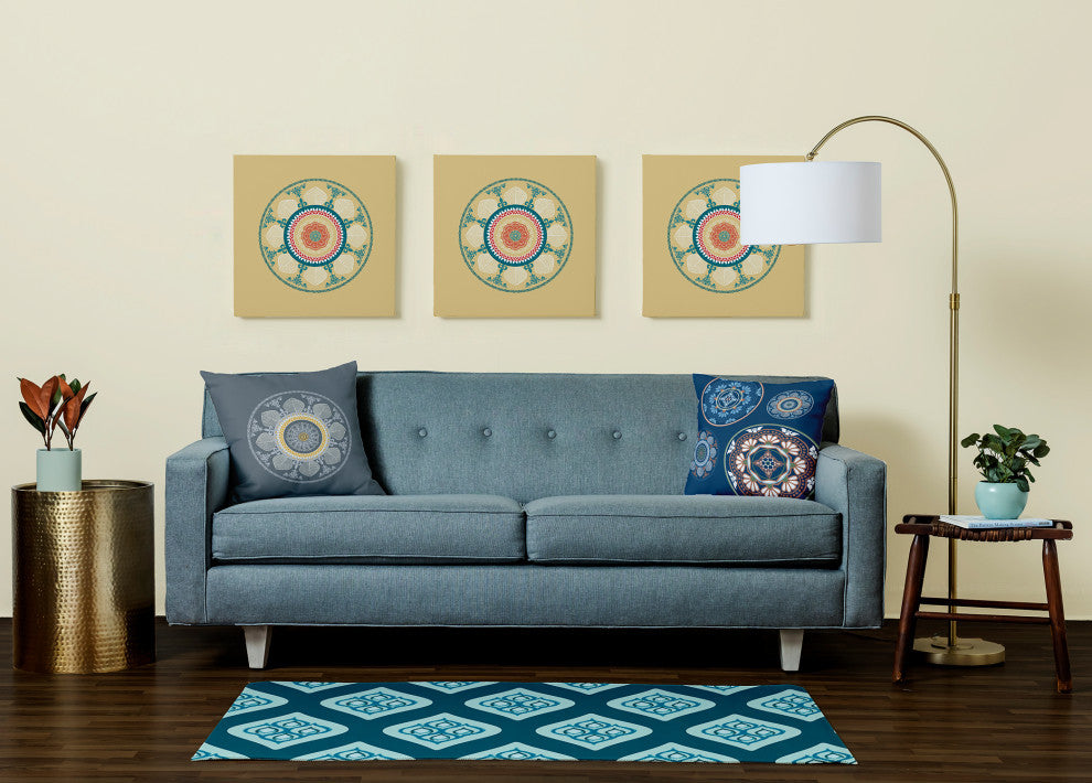 Ogee Bold Pattern Soft Chenille Area Rug, Teal, 3'x5'
