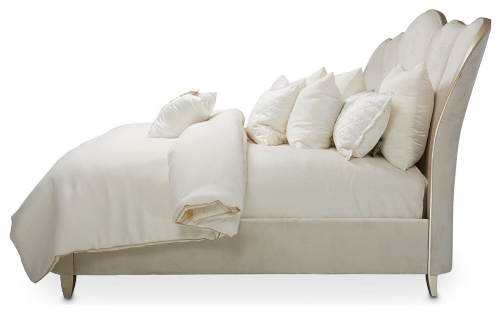 Villa Cherie Queen Channel Tufted Velvet Bed - Caramel