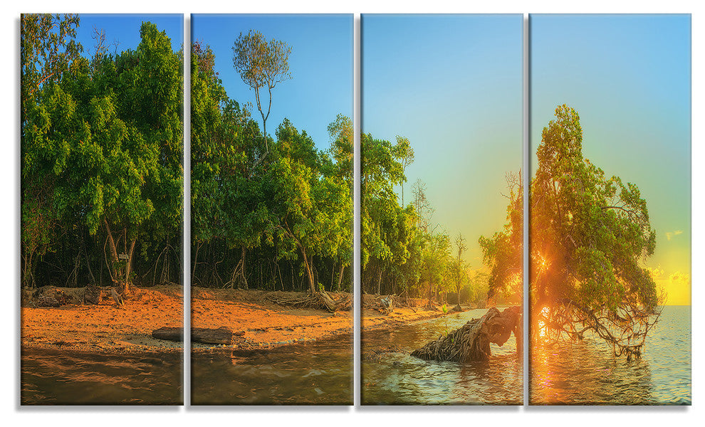 "Beautiful Thailand Tropical Beach" Landscape Wall Art Print, 4 Panels, 48"x28"