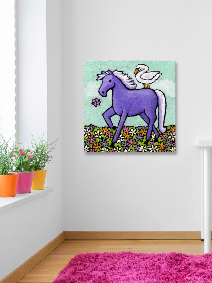 Marmont Hill, "Swan Riding a Horse" by Janet Nelson on Wrapped Canvas, 32x32