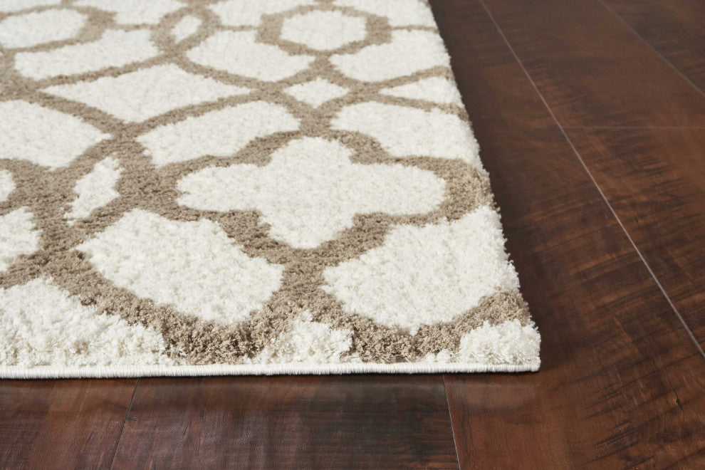 HomeRoots 7 x 10 Microfiber Ivory or Beige Area Rug