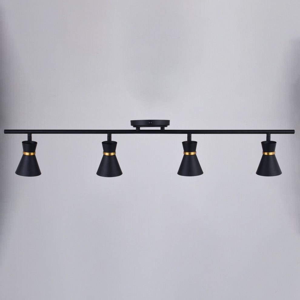 Alto LED Adjustable Ceiling Spot Track Light, Matte Black and Satin Brass, 4-Light