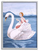 Woman And Swan Blue Water Animal Painting, 16"x20"
