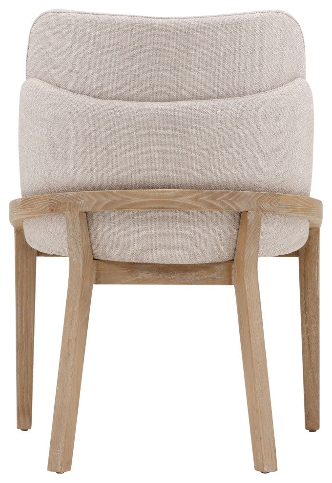 Jhene Elm Wood Upholstered Dining Chair, Off-white