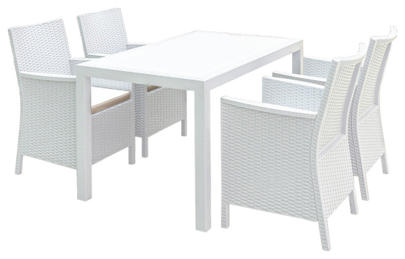 Compamia California 5-Piece Outdoor Rectangle Dining Set, White