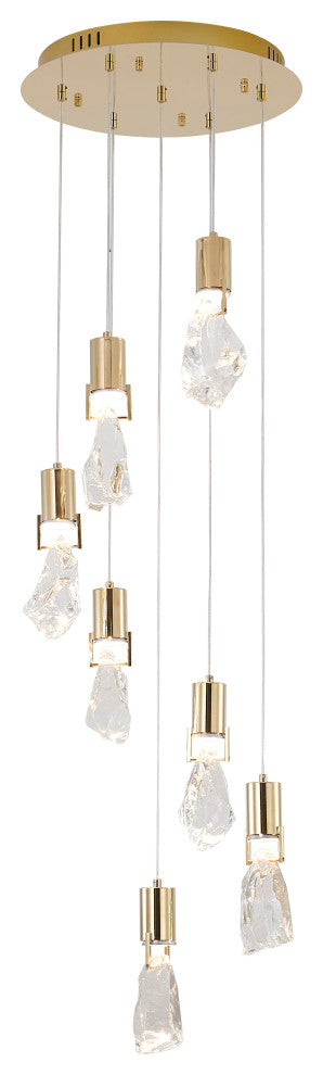 Bethel International MAT08C16G 7-Light Chandelier, Brushed Gold