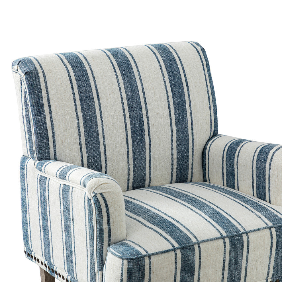 Comfy Living Room Armchair With Stripe Design Set of 2, Navy