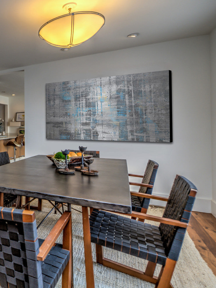 "Hints of Blue" Painting Print on Brushed Aluminum, 36"x18"