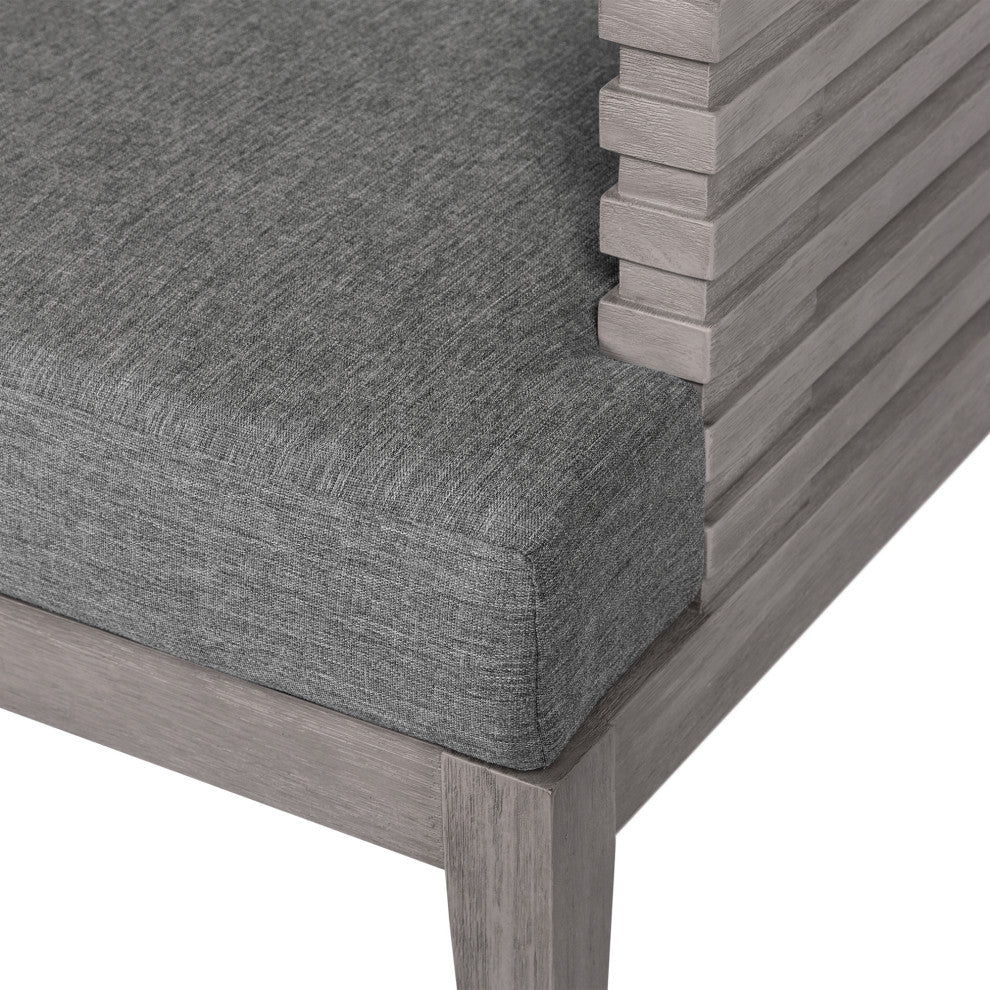 Vivid Outdoor Patio Dining Chair, Gray Eucalyptus Wood Gray Olefin Cushions