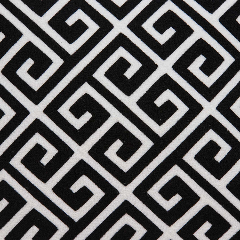 HomeRoots 20" x 7" x 20" Black and White Pillow Cover With Down Insert